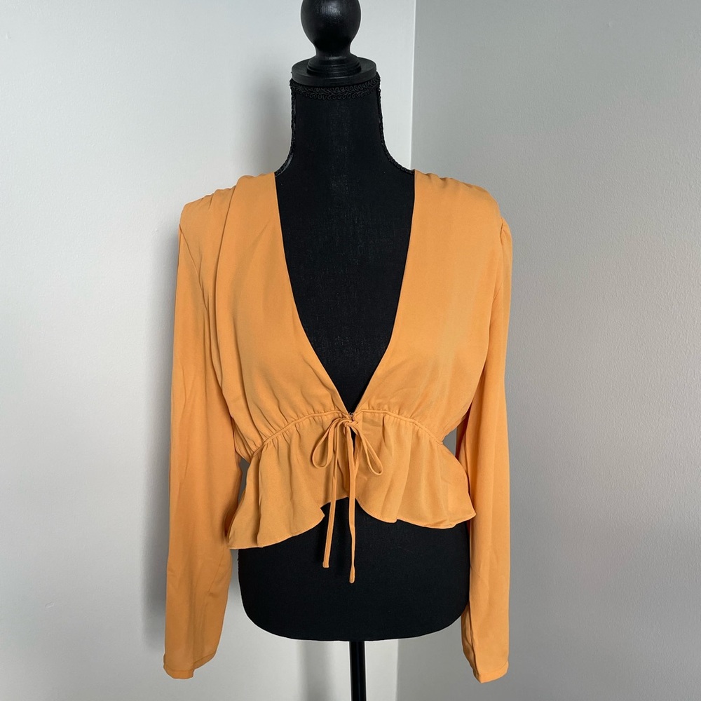 Aritzia Sunday Best Orange Peplum Blouse